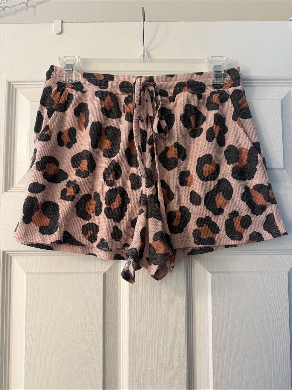 Cherish Pink Leopard Print Drawstring Lounge Shorts